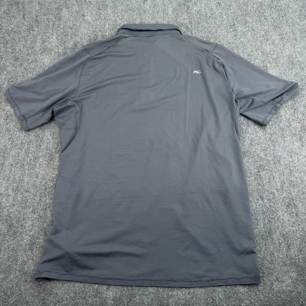 Kjus Polo Shirt Men Medium Gray Navy Stripe Performance Exmoor Country Club 1896 - Picture 13 of 14